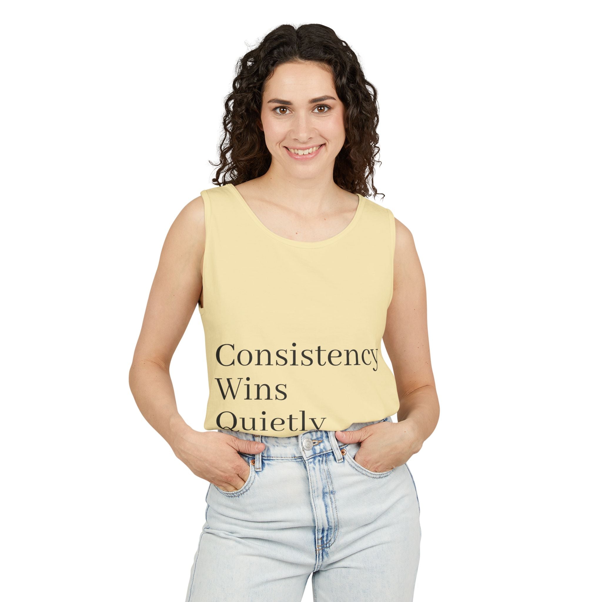 Consistency Wins Tank Top — Minimal Motivational Fitness Tee