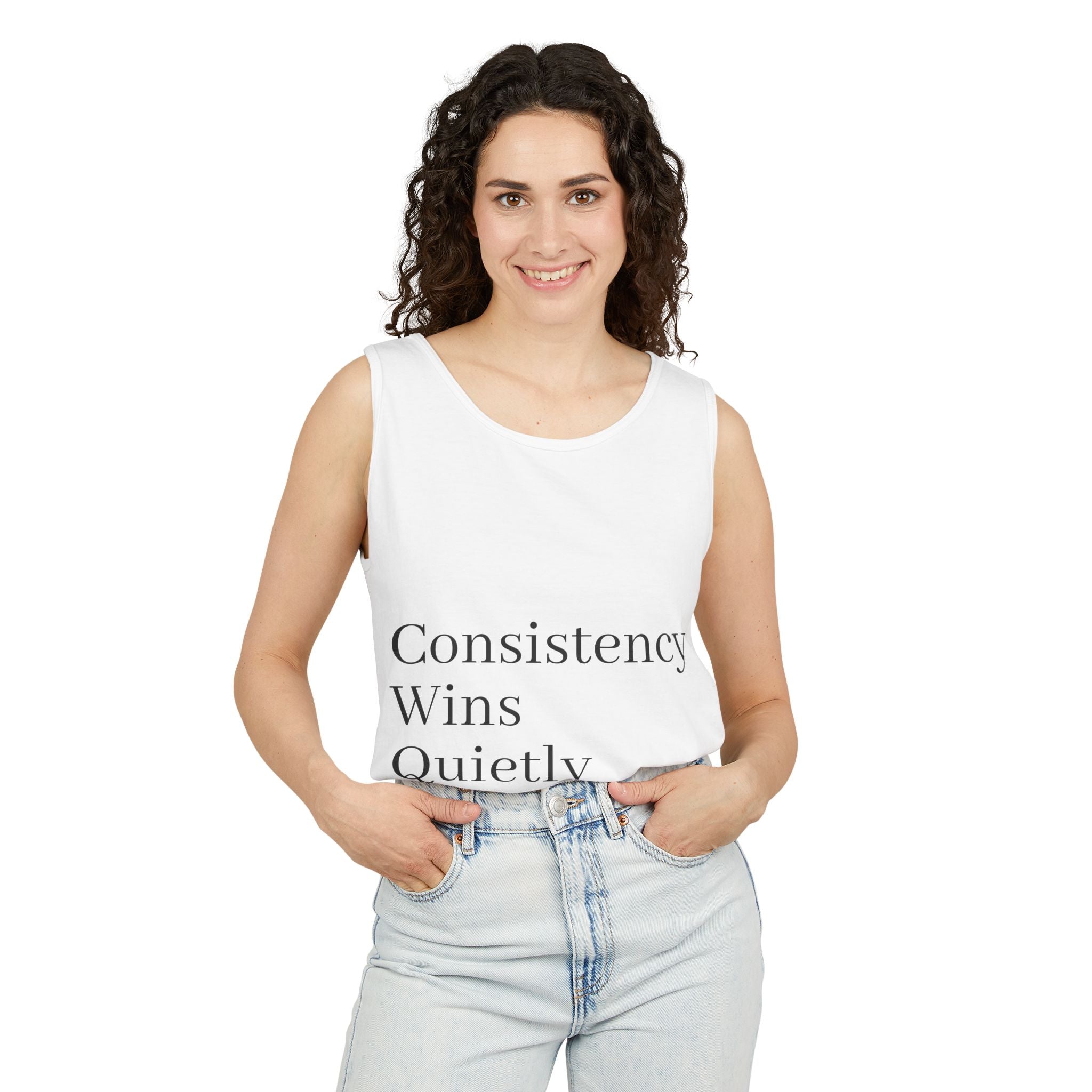Consistency Wins Tank Top — Minimal Motivational Fitness Tee