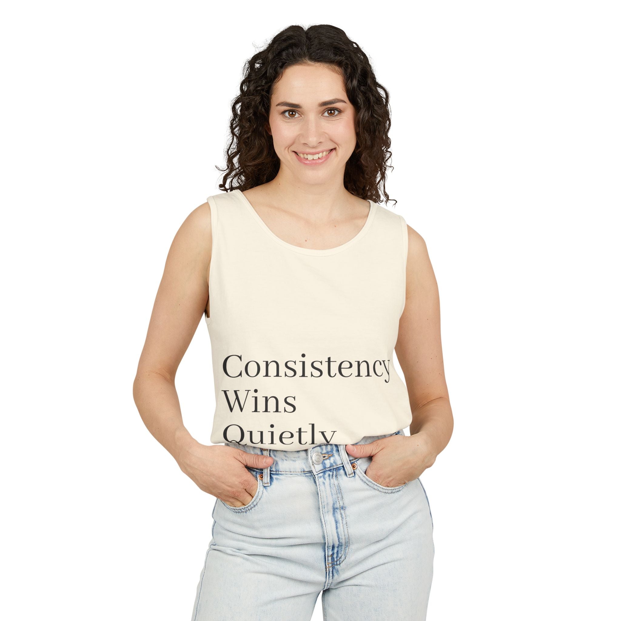 Consistency Wins Tank Top — Minimal Motivational Fitness Tee