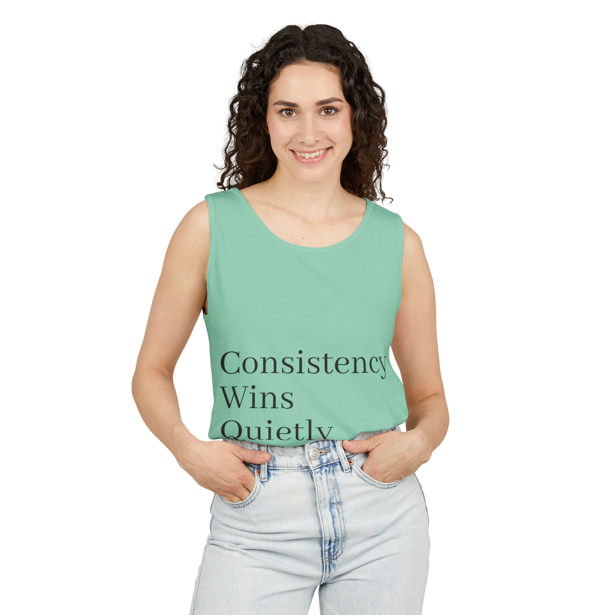 Consistency Wins Tank Top — Minimal Motivational Fitness Tee