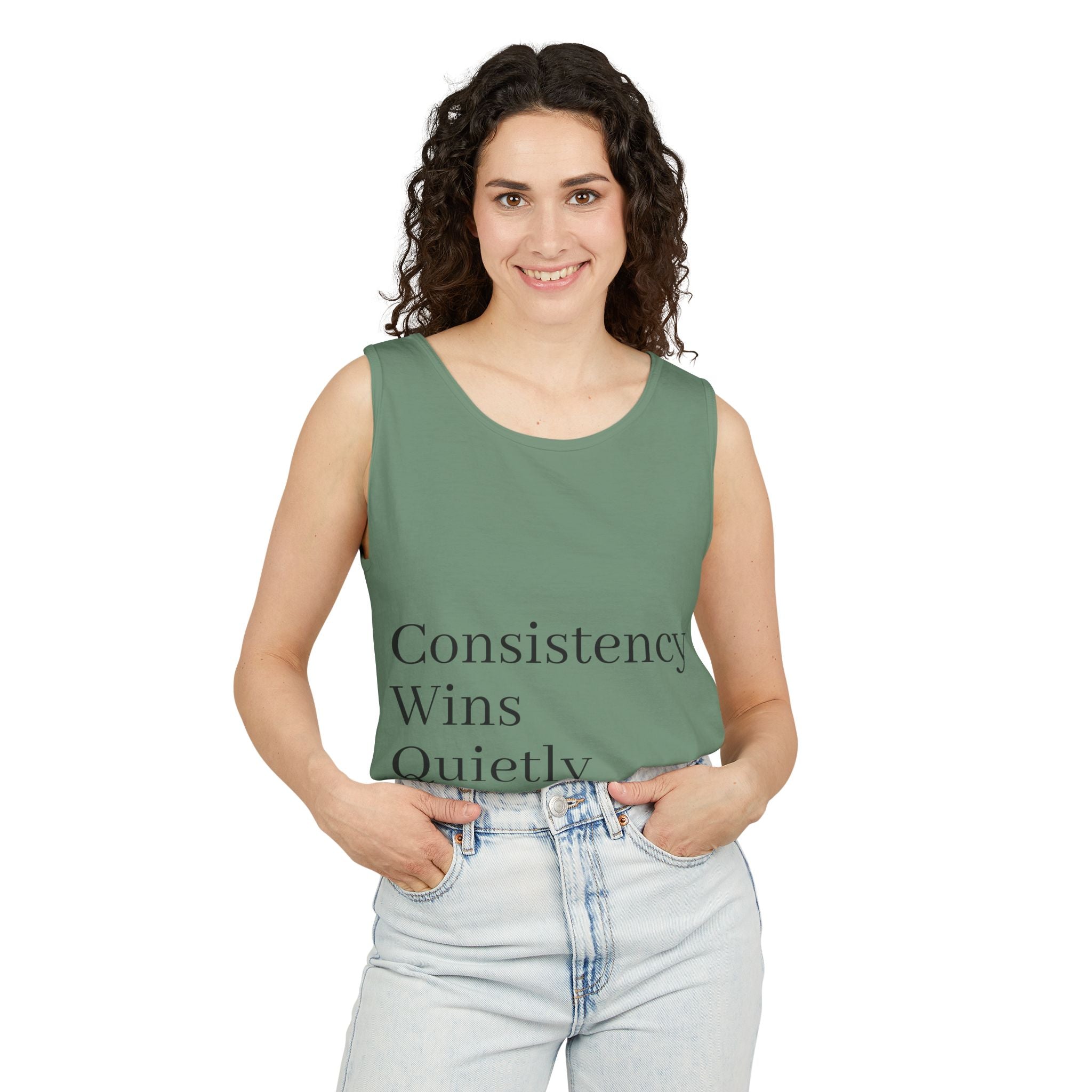 Consistency Wins Tank Top — Minimal Motivational Fitness Tee