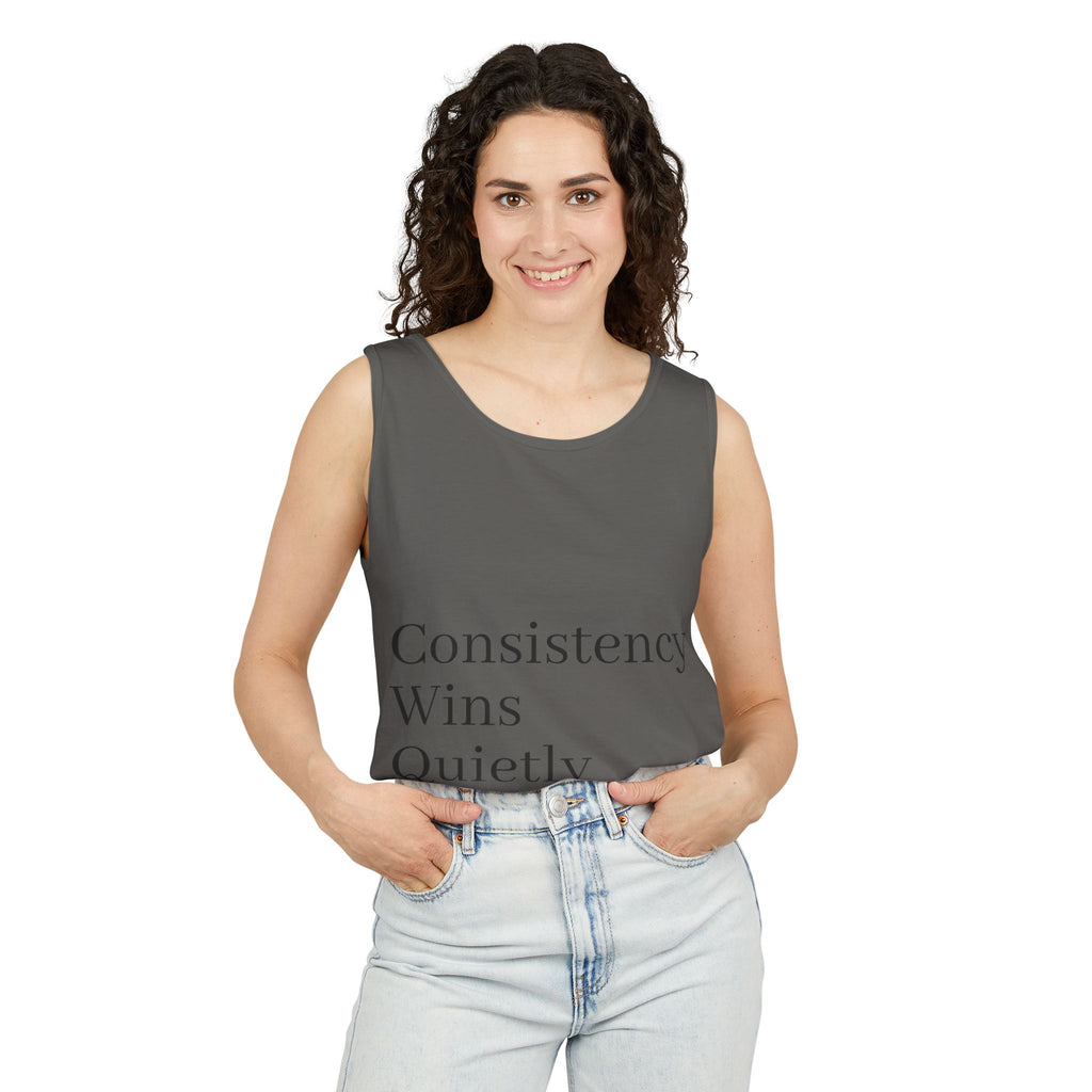 Consistency Wins Tank Top — Minimal Motivational Fitness Tee