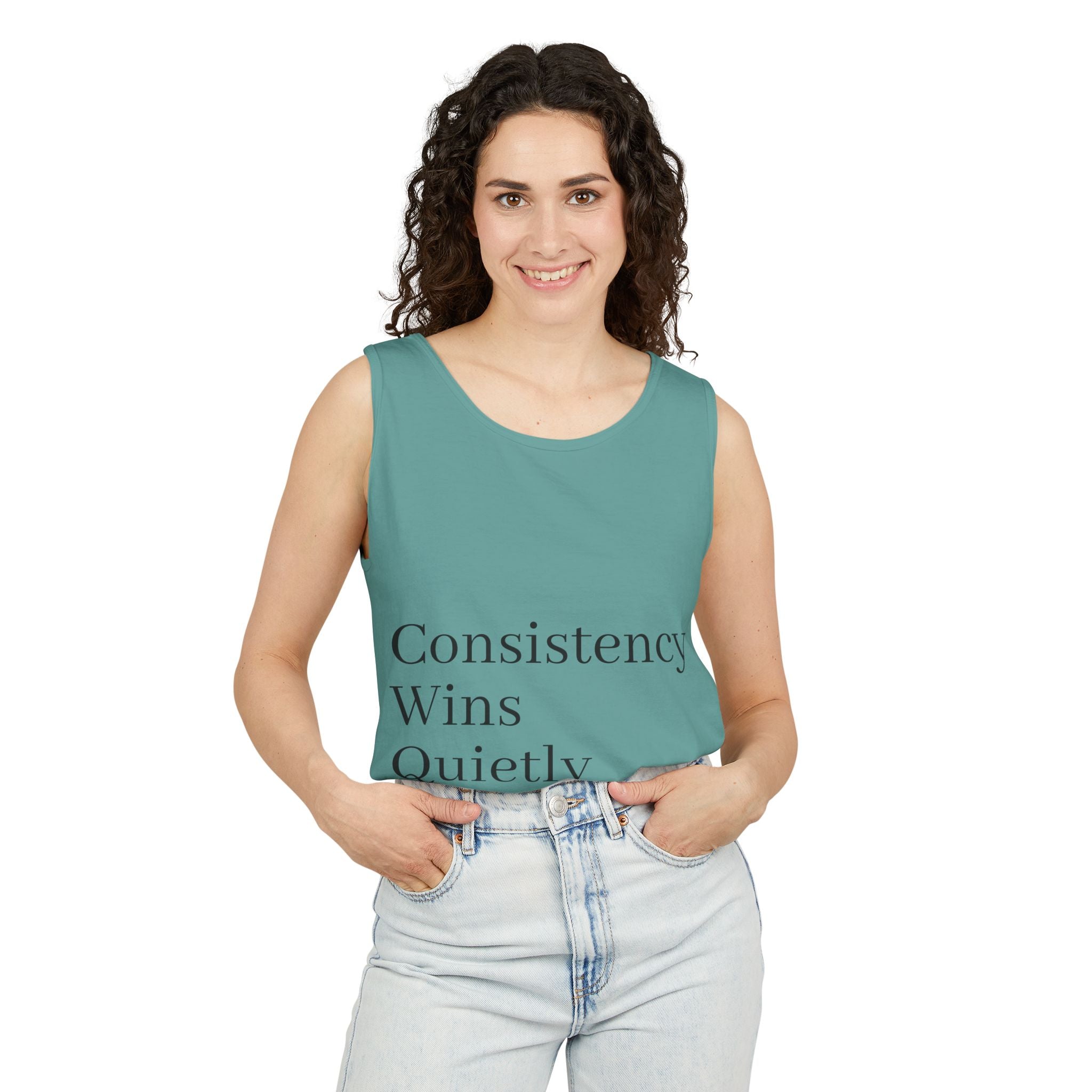 Consistency Wins Tank Top — Minimal Motivational Fitness Tee