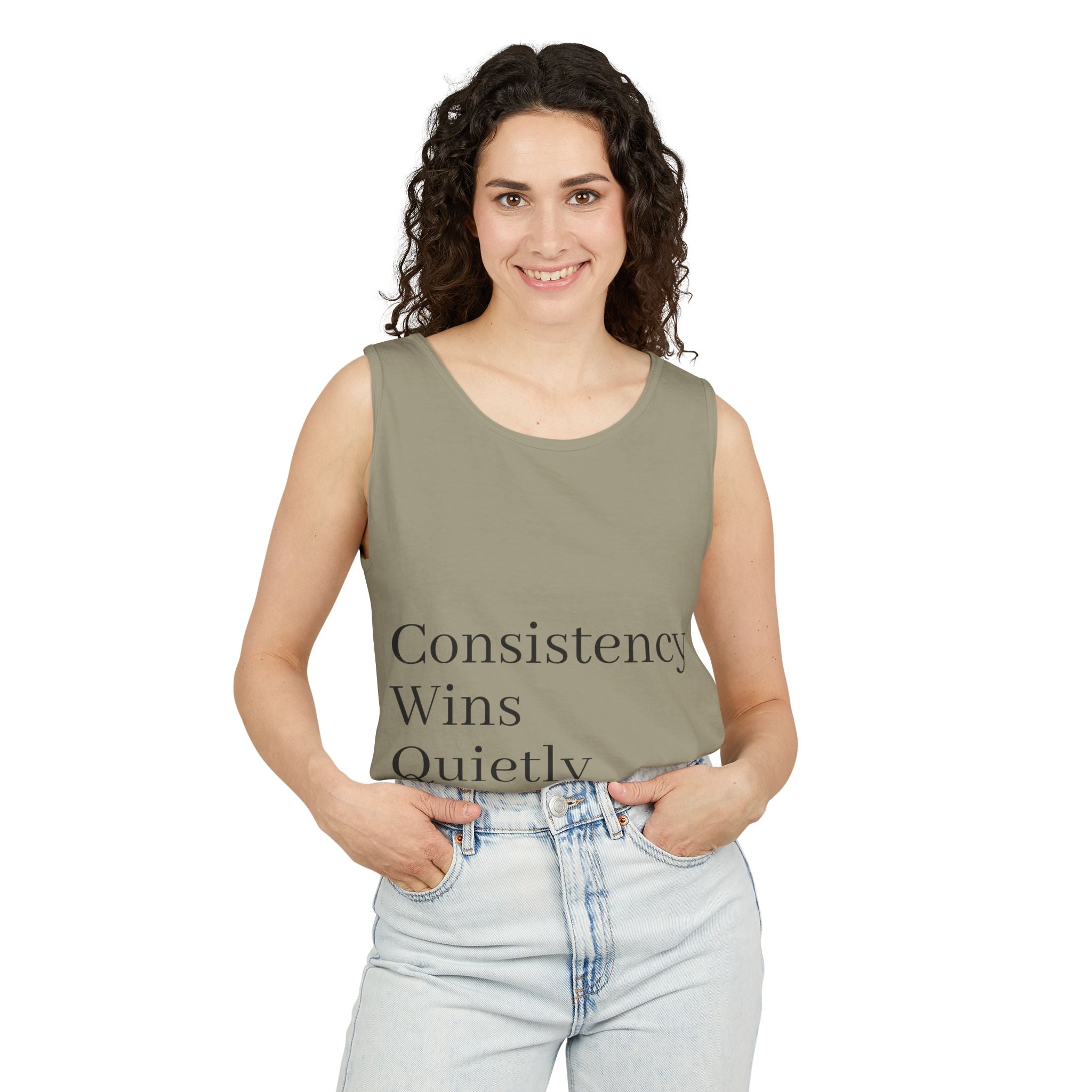Consistency Wins Tank Top — Minimal Motivational Fitness Tee