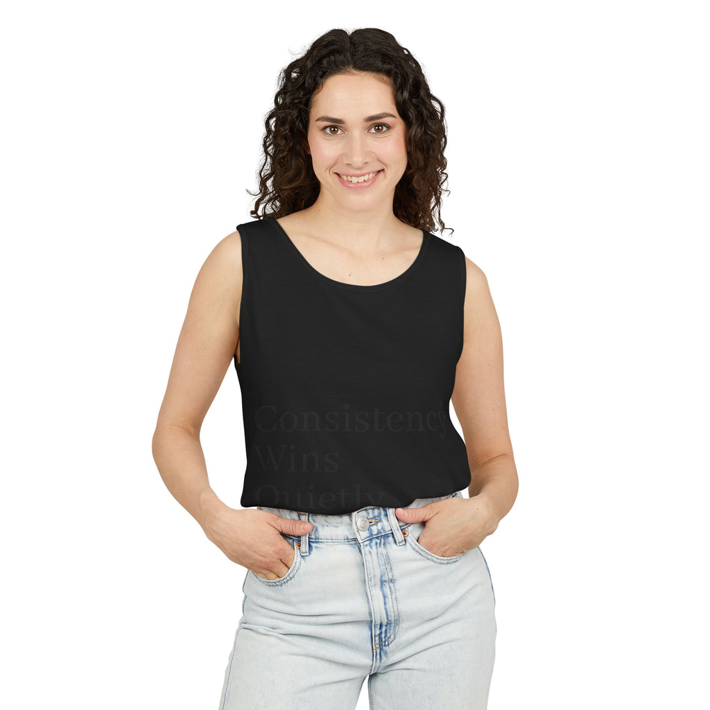 Consistency Wins Tank Top — Minimal Motivational Fitness Tee